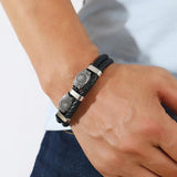 Scripture Sun Leather Bracelet Men