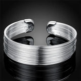 Vintage 925 Silver Cuff Bracelet for Women Wedding Party Jewelry