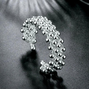 925 Silver Grape Beads Bangles Cuff Bracelets for Womens Wedding