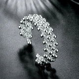 925 Silver Grape Beads Bangles Cuff Bracelets for Womens Wedding