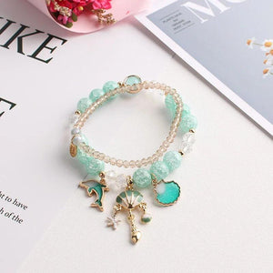 Flower Pendant Charm Bracelet for Women, Christmas Jewelry
