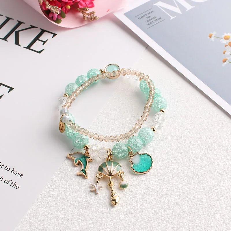 Flower Pendant Charm Bracelet for Women, Christmas Jewelry