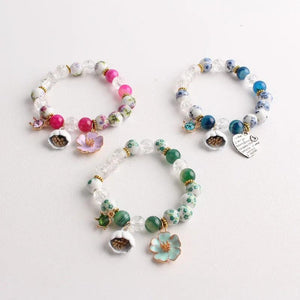 Flower Pendant Charm Bracelet for Women, Christmas Jewelry
