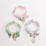 Flower Pendant Charm Bracelet for Women, Christmas Jewelry