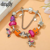 Skeleton & Purple Heart & Pumpkin Lantern Beads Halloween Charm Bracelets