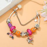 Skeleton & Purple Heart & Pumpkin Lantern Beads Halloween Charm Bracelets