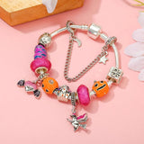 Skeleton & Purple Heart & Pumpkin Lantern Beads Halloween Charm Bracelets