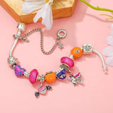 Skeleton & Purple Heart & Pumpkin Lantern Beads Halloween Charm Bracelets