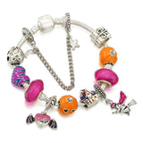 Skeleton & Purple Heart & Pumpkin Lantern Beads Halloween Charm Bracelets