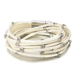 Boho Crystal Beads Leather Bracelet for Women