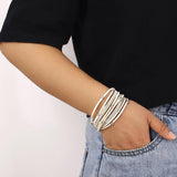 Boho Crystal Beads Leather Bracelet for Women