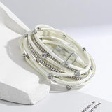 Boho Crystal Beads Leather Bracelet for Women