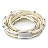 Boho Crystal Beads Leather Bracelet for Women