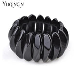 Vintage Resin Wide Cuff Bracelet Women Acrylic Link Stretch Hand Jewe