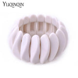 Vintage Resin Wide Cuff Bracelet Women Acrylic Link Stretch Hand Jewe