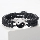 Tai Chi Couple Bracelets Yin Yang & Natural Stone Beaded Bracelet