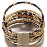Leopard Crystal Beads Leather Bracelet for Women