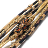 Leopard Crystal Beads Leather Bracelet for Women