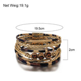 Leopard Crystal Beads Leather Bracelet for Women
