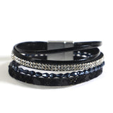 Crystal Chain Leather Bracelet Multilayer Wrap Bangles Women Jewelry