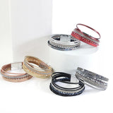 Crystal Chain Leather Bracelet Multilayer Wrap Bangles Women Jewelry