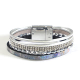 Crystal Chain Leather Bracelet Multilayer Wrap Bangles Women Jewelry