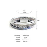 Crystal Chain Leather Bracelet Multilayer Wrap Bangles Women Jewelry