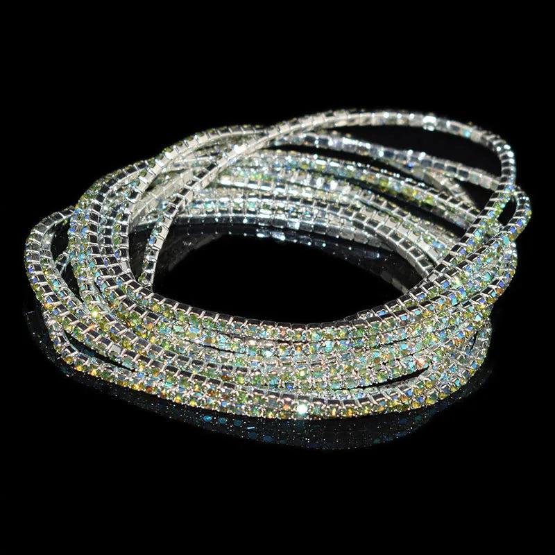 10pcs Colorful Rhinestone Stretch Bracelets For Women Bling Girl Gift
