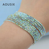Elastic Bracelet Bangle Crystal Rhinestones Wedding Jewelry Gift