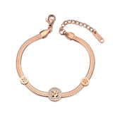 Clay Crystal Tree Charm Bracelet Stainless Steel Snake Chain Jewelry