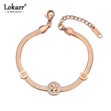 Clay Crystal Tree Charm Bracelet Stainless Steel Snake Chain Jewelry