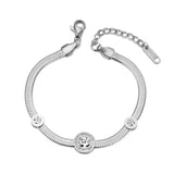Clay Crystal Tree Charm Bracelet Stainless Steel Snake Chain Jewelry