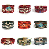 Christmas Leather Bracelet for Women Beaded Wrap