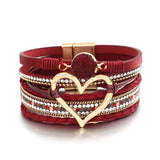 Christmas Leather Bracelet for Women Beaded Wrap