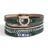 Christmas Leather Bracelet for Women Beaded Wrap