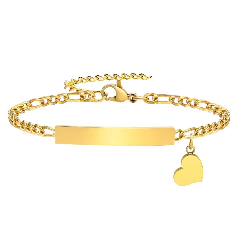 Customize Couple Stainless Steel Heart Charm Bracelets, Promise Bracelet