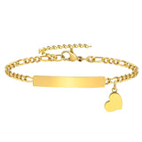 Customize Couple Stainless Steel Heart Charm Bracelets, Promise Bracelet