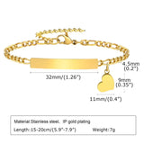 Customize Couple Stainless Steel Heart Charm Bracelets, Promise Bracelet
