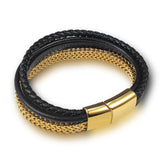 Men's Double Chain Bracelet Plating Magnetic Clasps Wristband Male Jewelry