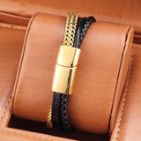 Men's Double Chain Bracelet Plating Magnetic Clasps Wristband Male Jewelry