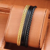 Men's Double Chain Bracelet Plating Magnetic Clasps Wristband Male Jewelry