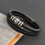 Boho Braided Rope Leather Bracelet Stainless Steel Men Bangle Christmas Gift