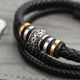 Boho Braided Rope Leather Bracelet Stainless Steel Men Bangle Christmas Gift