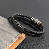 Boho Braided Rope Leather Bracelet Stainless Steel Men Bangle Christmas Gift
