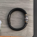 Boho Braided Rope Leather Bracelet Stainless Steel Men Bangle Christmas Gift