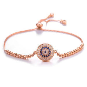 Cubic Zirconia Eye Charm Chain Bracelet, Evil Eyes for Women