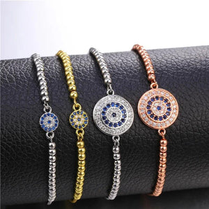 Cubic Zirconia Eye Charm Chain Bracelet, Evil Eyes for Women