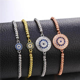 Cubic Zirconia Eye Charm Chain Bracelet, Evil Eyes for Women