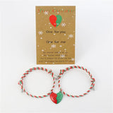 Christmas Handmade Braided Rope Bracelet with Heart Magnet Pendant
