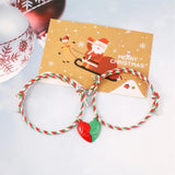 Christmas Handmade Braided Rope Bracelet with Heart Magnet Pendant